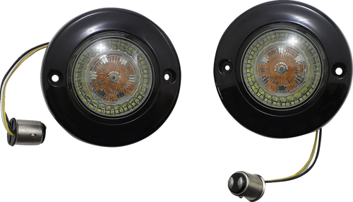 Custom Dynamics Probeam Dynamic Ringz Led Turn Signal - Front - Black - Amber/White PB-FB-AW-1157BS