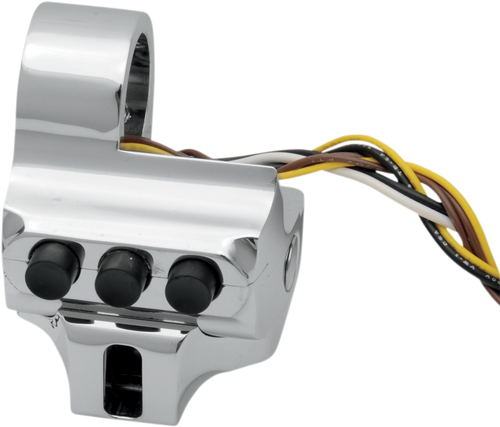 Performance Machine (Pm) Control Switch Housing - Left Side - Cable Clutch - Four Button - Chrome 0062-2044-CH