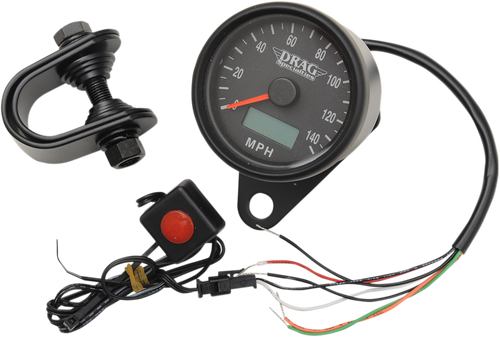 Drag Specialties Programmable Mini Electronic Speedometer With Odometer/Tripmeter - 2.4" - Matte Black 2210-0257
