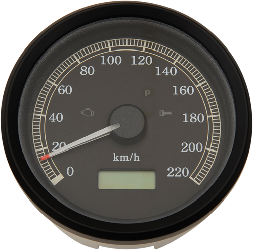 Drag Specialties 3-3/8" Kph Programmable Electronic Speedometer - Black Bezel - Black Face 2210-0390