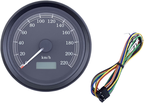 Drag Specialties Universal 3-3/8" Programmable Electronic Speedometer - Kph - Black Face - Black Bezel 2210-0503