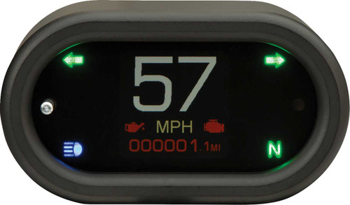 Dakota Digital Handle Bar Mount Speedometer - With Signals - Oval - Black MLX-5400-K