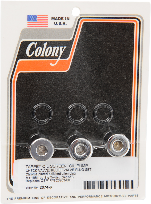 Colony Plug Kit - Oil Pump - Big Twin 2074-6