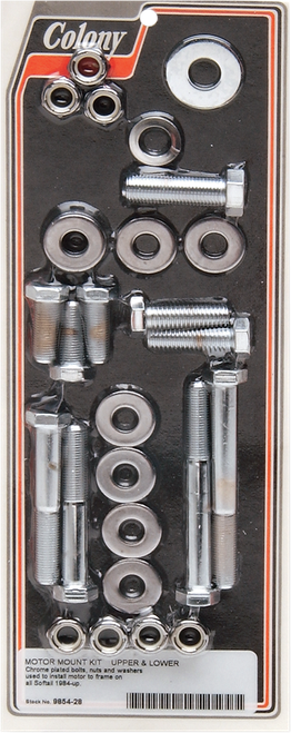 Colony Bolt Kit - Upper/Lower/Motor Mount - Hex - Chrome - '84-'99 Softail 9854-28