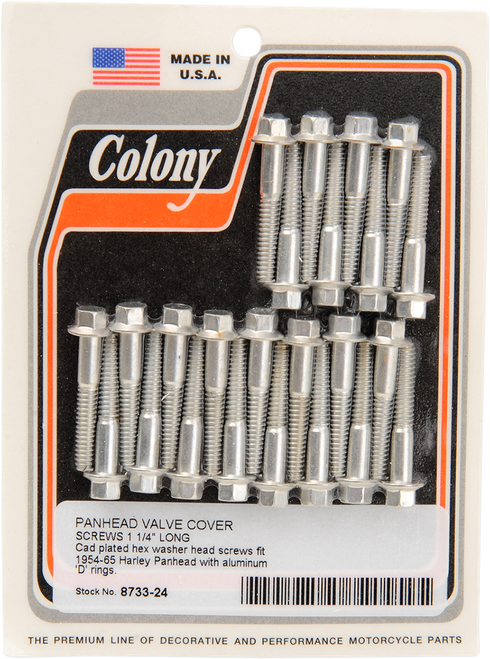 Colony Screw Kit - Valve Cover/Hex - With Aluminum D Rings - Chrome 8732-24