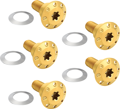 Arlen Ness Bolt Kit - Holeshot/Front/Floating/Brake Rotor - Spoke Mount - Gold - 5 Pack 300-922