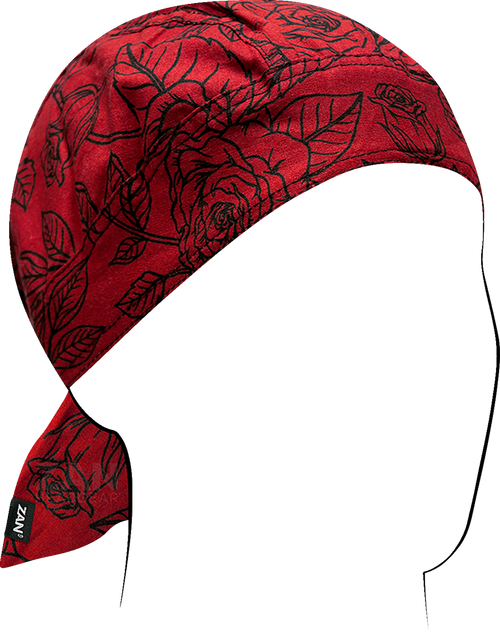 Zan Headgear Flydanna Head Wrap - Black And Red Roses Z311