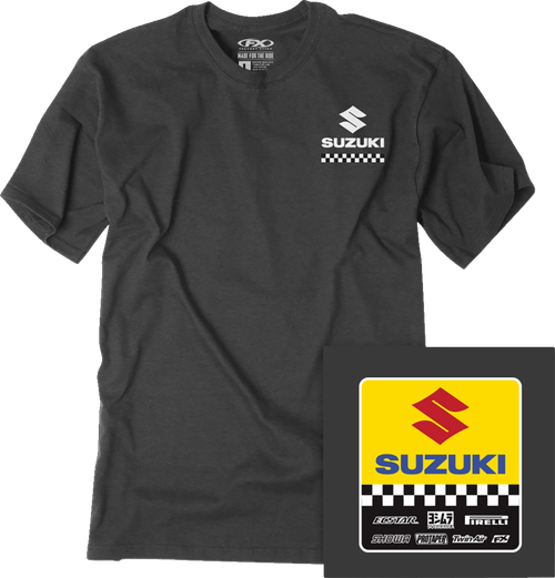 Factory Effex Suzuki Starting Line T-Shirt - Heather Charcoal - Medium 27-87402