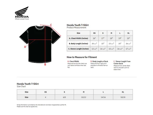 Honda Apparel Youth Honda Rider T-Shirt - Charcoal - Medium NP21S-Y3035-M