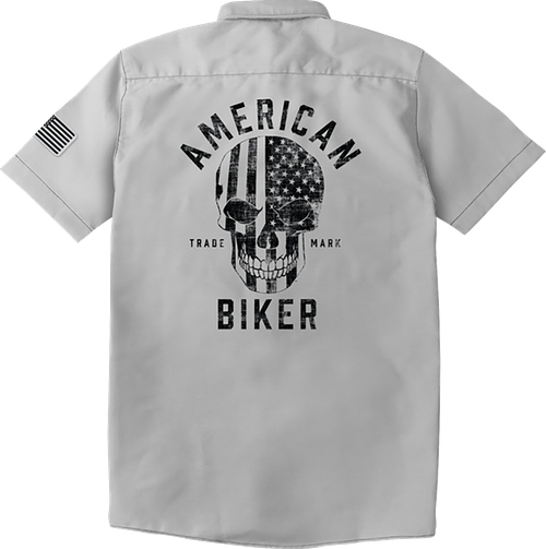 American Biker Biker Sam Contrast Stitch Shop Shirt - Gray/Black - 2Xl ABBSAM17ST8SB2R