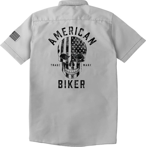 American Biker Biker Sam Contrast Stitch Shop Shirt - Gray/Black - 2Xl ABBSAM17ST8SB2R