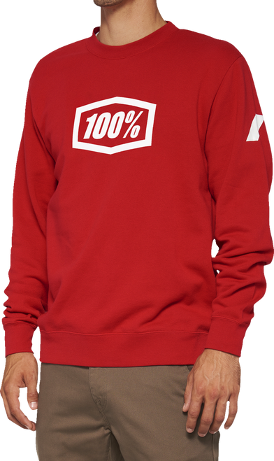 100% Icon Long-Sleeve Fleece Sweatshirt - Red - Small 20026-00010