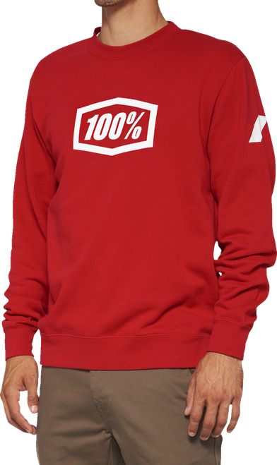 100% Icon Long-Sleeve Fleece Sweatshirt - Red - Medium 20026-00011