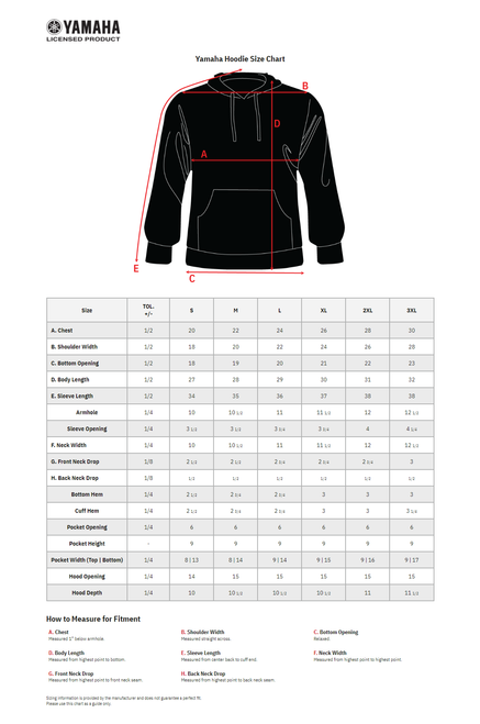 Yamaha Apparel Yamaha Zip Hoodie - Black - Medium 3050-6534