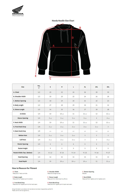 Honda Apparel Honda Wing Hoodie - Blue/White - Large LEM25S-M55-L