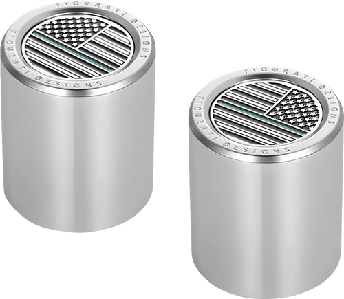 Figurati Designs Docking Covers - American Flag - Green Line - Short - Silver FD72-DC-2530-SS