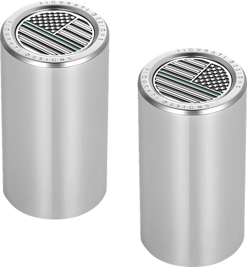 Figurati Designs Docking Covers - American Flag - Green Line - Long - Silver FD72-DC-2545-SS