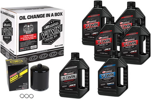 Maxima Racing Oil Twin Cam Synthetic 20W-50 Oil Change Kit - Black Filter 90-119016PB