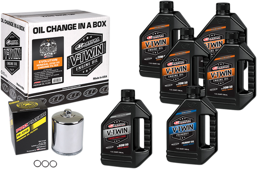 Maxima Racing Oil Evolution Mineral 20W-50 Oil Change Kit - Chrome Filter 90-069016PC