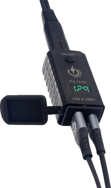Ridepower Sae To Usb-C/Usb Ports Adapter - Charger - Digital Voltage Indicator RPSAEUSBUSBCADP