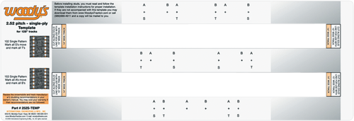 Woody'S Studding Template - Track - 128" - 2.52" Pitch 252S-TEMP