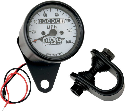 Drag Specialties 2.4" Mph Mini Led Mechanical Speedometer/Indicators/Trip - Chrome Housing - Black Face - 2:1 DS-243813