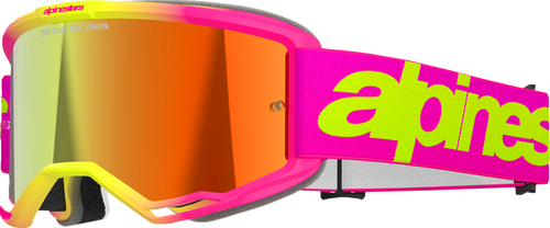 Alpinestars Goggles Vision 5 Goggle - Wordmark - Pink/Yellow Fluo - Red Mirror Lens 5102425-3085