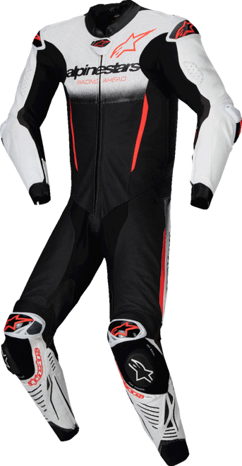 Alpinestars GP-R7 1-PC Leather Suit - White/Black/Red Fluo - US 46 / EU 56 3150125-233-56