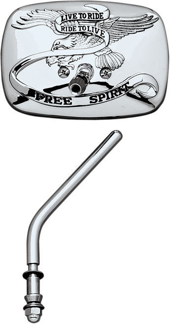 Emgo Mirror - "Live to Ride" - Side View - Rectangle - Chrome - Left 20-31703A