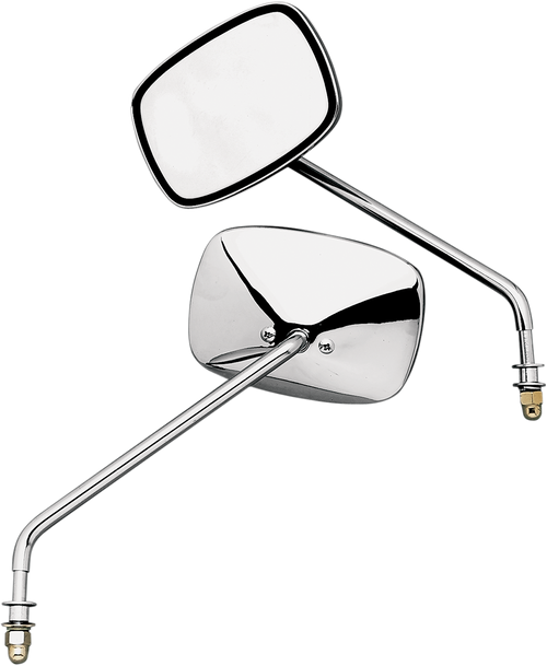 Emgo Mirrors - Side View - Plain Face/Rectangle - Long Stem - Left/Right - Screw-In - Pair 20-21705