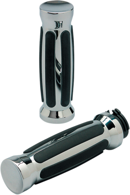 Pro-One Perf.Mfg. Custom Straight Rubber Grips - Cable - Chrome 490000