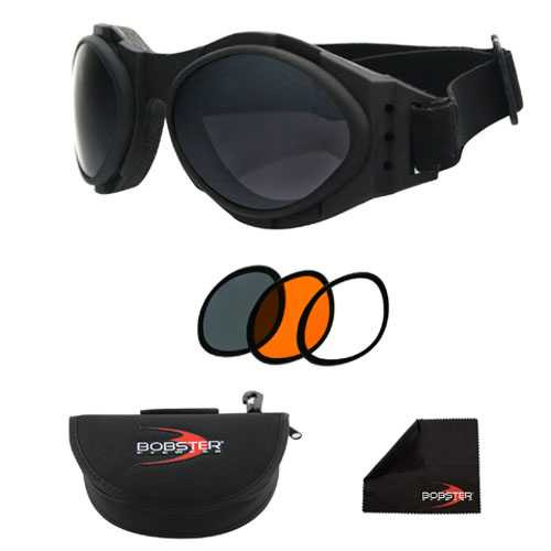Bobster Bugeye 2 Interchangeable Goggle Black Frame 3 Lenses BA2C31AC