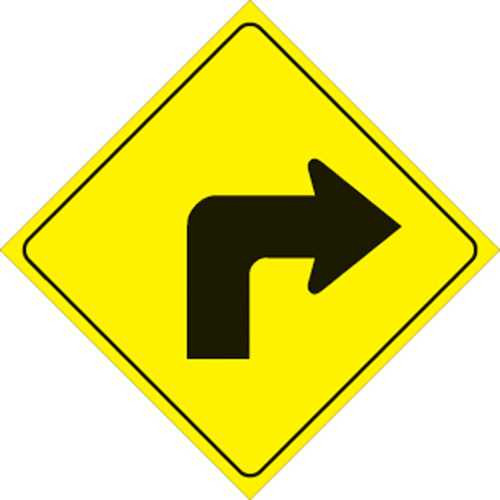 Voss Signs Yellow Plastic Reflective Sign 12" - Right Turn 469 RT YR