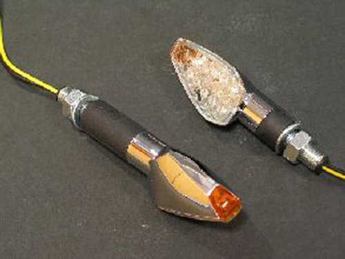 Highway Hawk Turnsignal Set Triangle Chrome Long E-M HH-68-563