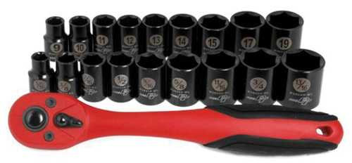 Performance Tool 19Pc 3/8" Dr Black Socket Set W38337
