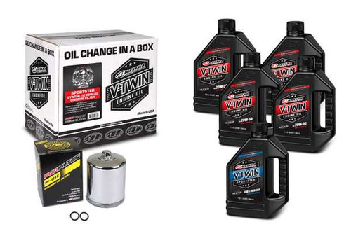 Maxima Racing Oil V-Twin Change Kit Synthetic W/ Chrome Filter Sportster 90-119015PC
