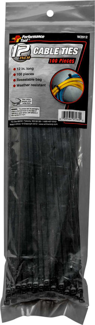 PERFORMANCE TOOL Cable Tie 12" 100/Pack W2912