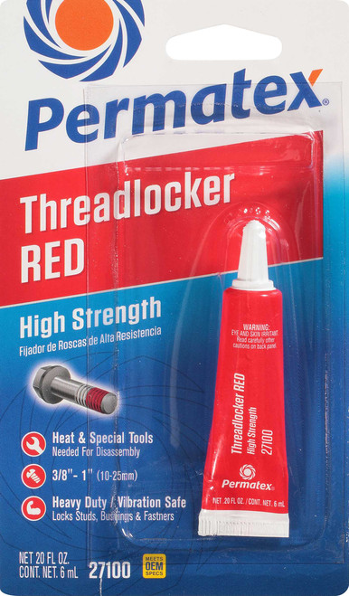 PERMATEX High Strength Threadlocker Red 6 Ml 27100