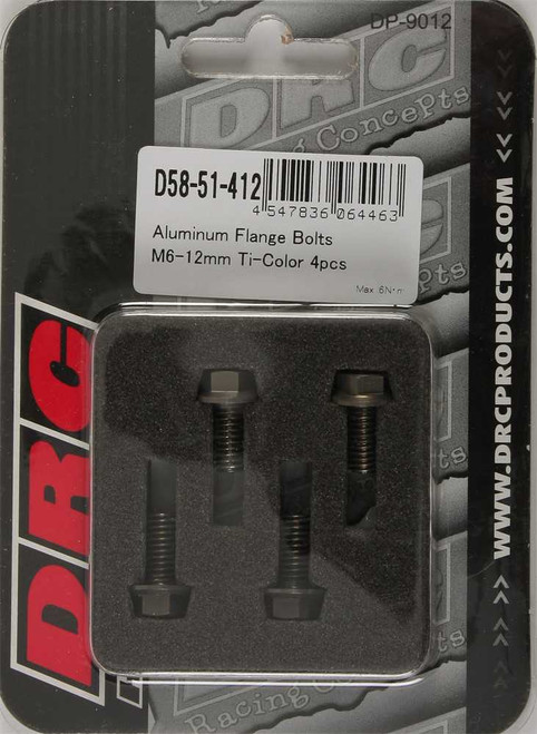 DRC Aluminum Flange Bolts Titanium M6X12Mm 4/Pk D58-51-412