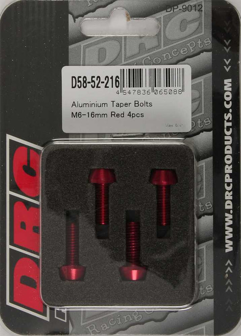 DRC Aluminum Taper Bolts Red M6X16Mm 4/Pk D58-52-216