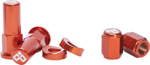 DUBYA Rim Lock Nut & Valve Cap Kit Orange 68-051O