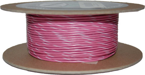 NAMZ CUSTOM CYCLE #18-Gauge Pink/White Stripe 100' Spool Of Primary Wire NWR-109-100