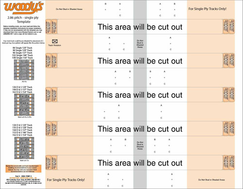 WOODYS Studding Template 2.86 Single Ply Tracks 286S-TEMP-3