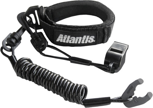 ATLANTIS Pro Floating Wrist Lanyard Black W/Whistle A2109PFW