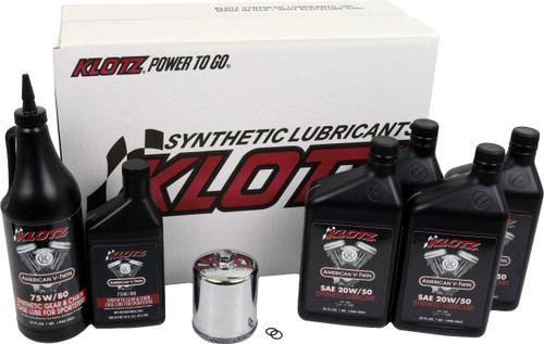 KLOTZ Premium Harley Davidson 4Qt Synthetic Oil Change Kit KH-104