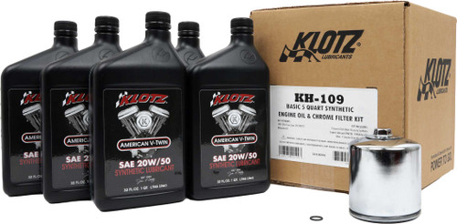 KLOTZ Basic Harley Davidson 5Qt Synthetic Oil Change Kit KH-109