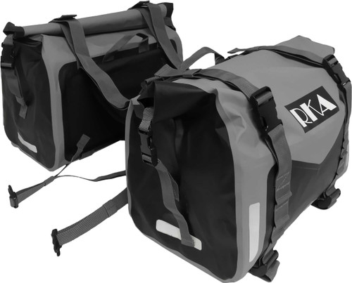 RKA Rugged Motorcycle Saddlebags 30L Ea Black/Grey Pair R-03-03