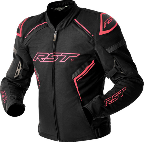 RST Womens S1 D3O Textile Jacket Blk/Flo Pink Xs 103629PNK-08