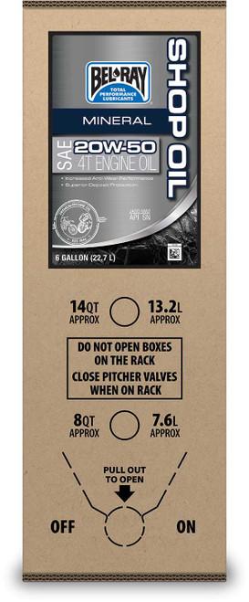 BEL-RAY Shop Mineral Engine Oil 20W50 6Gal Bib 301291150033