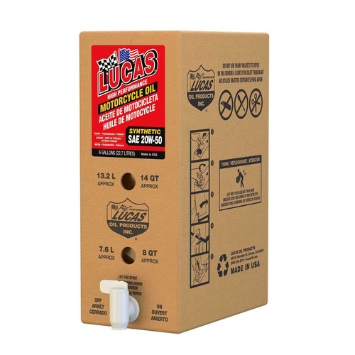 LUCAS High Perf Syn Engine Oil 4T 20W50 6Gal Box 18043